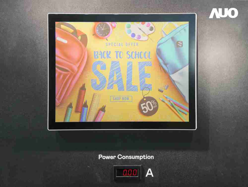 EBpay展示胆固醇液晶超低耗能户外全彩显示器，，，，ChLC（胆固醇液晶）以双稳态技术使静态显示零功耗，，具省电、、、、高彩度、、、环保的特性，，，，还整合软硬件系统解决方案，，可透过单一云端平台管理